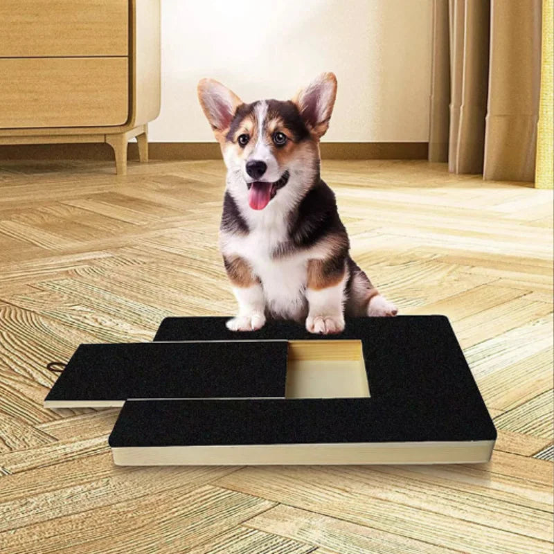 Wooden cat scratching board with built-in treat box