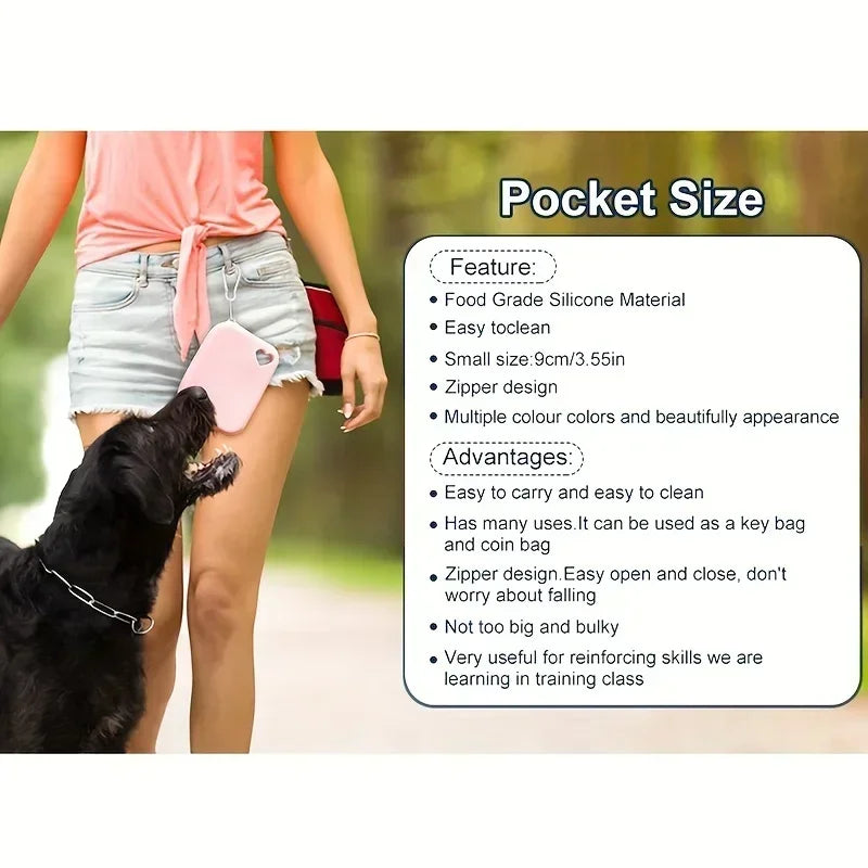 Waterproof silicone treat pouch for dog training walks
