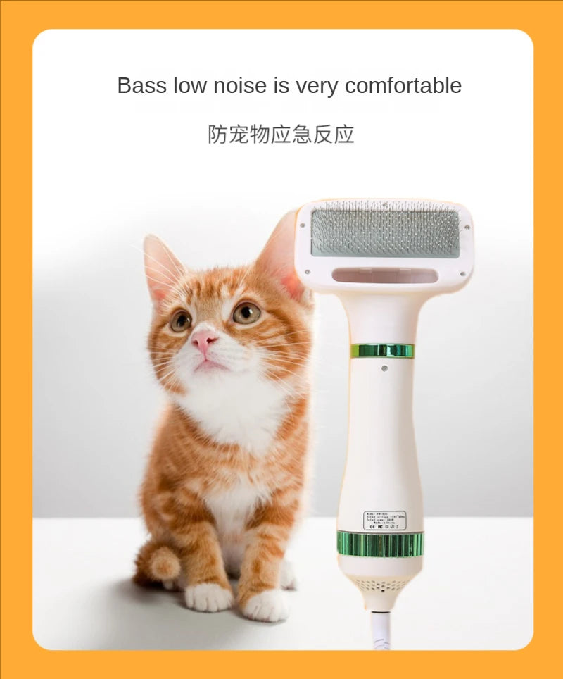 Electric 2-in-1 hair dryer and grooming comb for dogs and cats