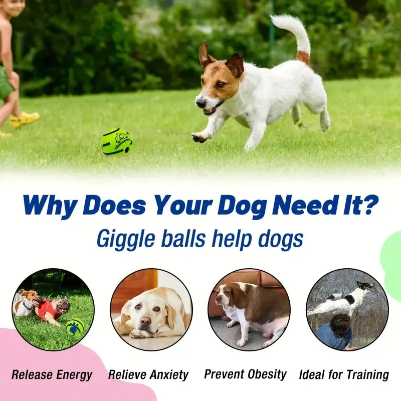 Interactive giggle ball toy for dog IQ training and play