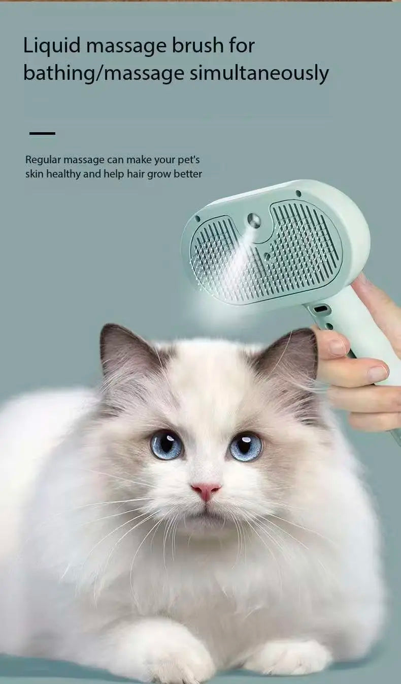Spray mist grooming comb for cat fur cleaning and massage