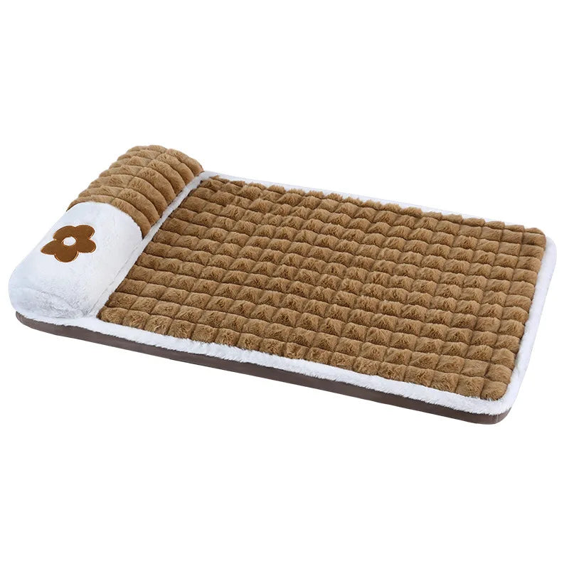 Corduroy sofa-style dog bed with removable washable cover