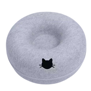 Round felt tunnel nest and scratcher for cats