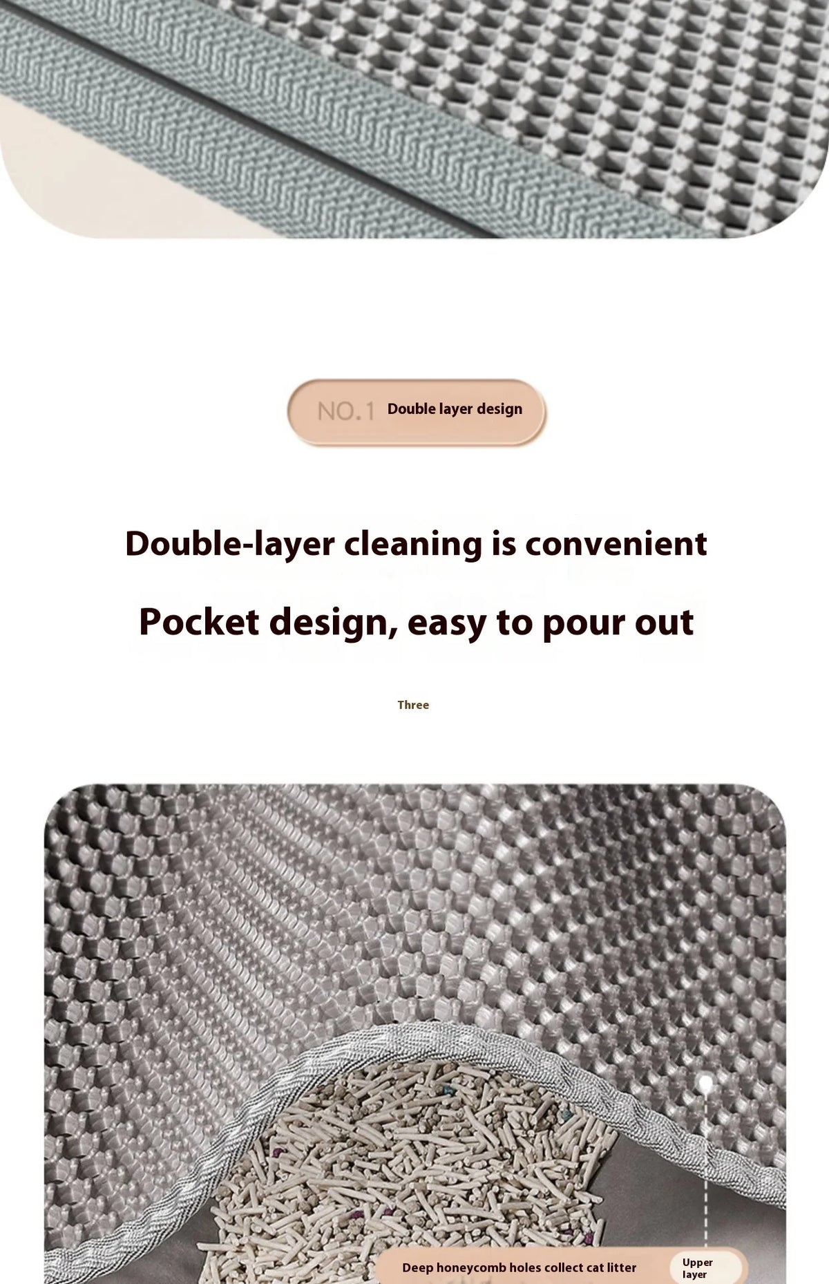 Waterproof 2-layer litter trapping mat for cats