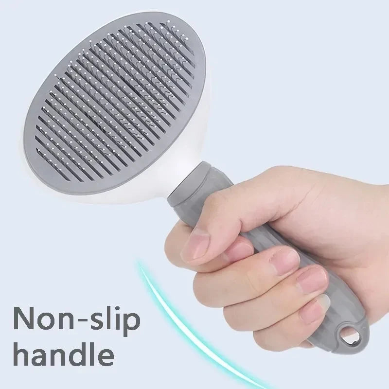 Self-cleaning hair removal grooming brush for dogs and cats