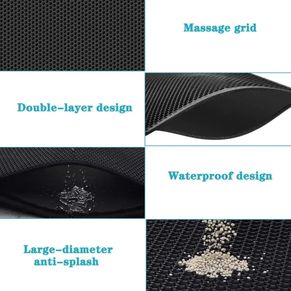 Double-layer waterproof litter trapping mat for cats