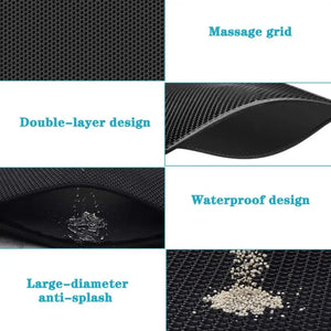 Double-layer waterproof litter trapping mat for cats