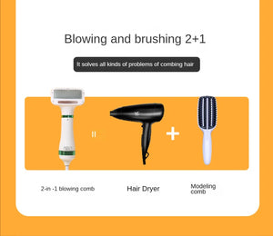 Electric 2-in-1 hair dryer and grooming comb for dogs and cats