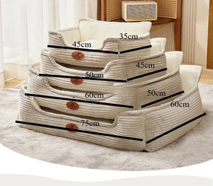 Washable corduroy pet sofa bed for small to medium dogs and cats