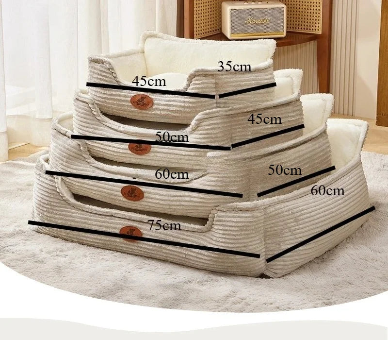 Washable corduroy pet sofa bed for small to medium dogs and cats