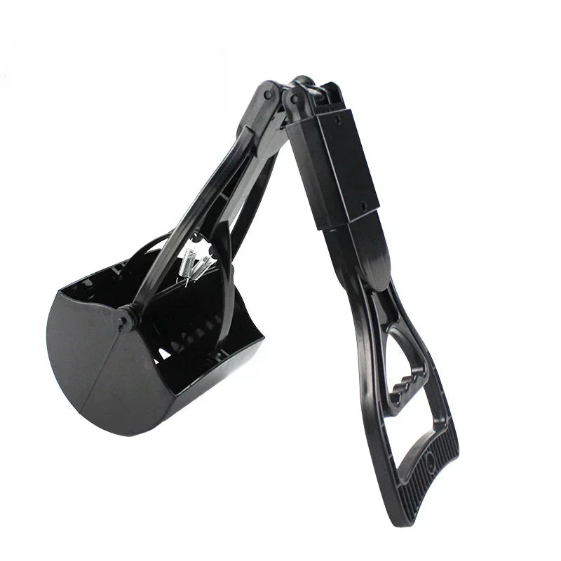 Foldable long-handle poop scooper for outdoor dog cleanup