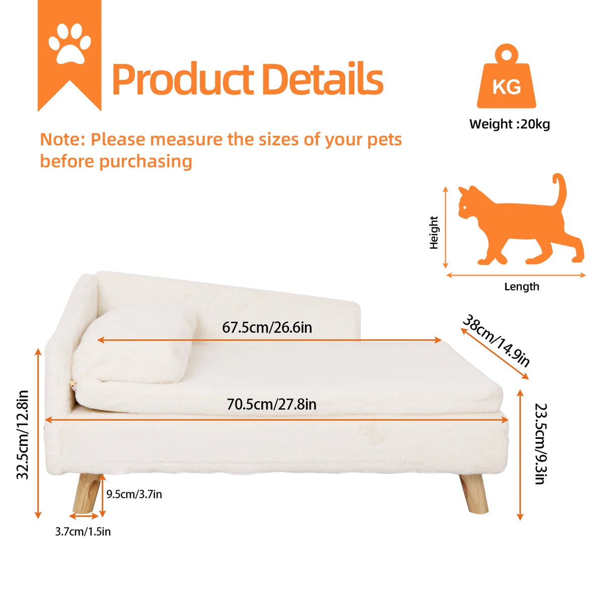 Elevated Nordic-style pet bed with wood legs for small dogs and cats