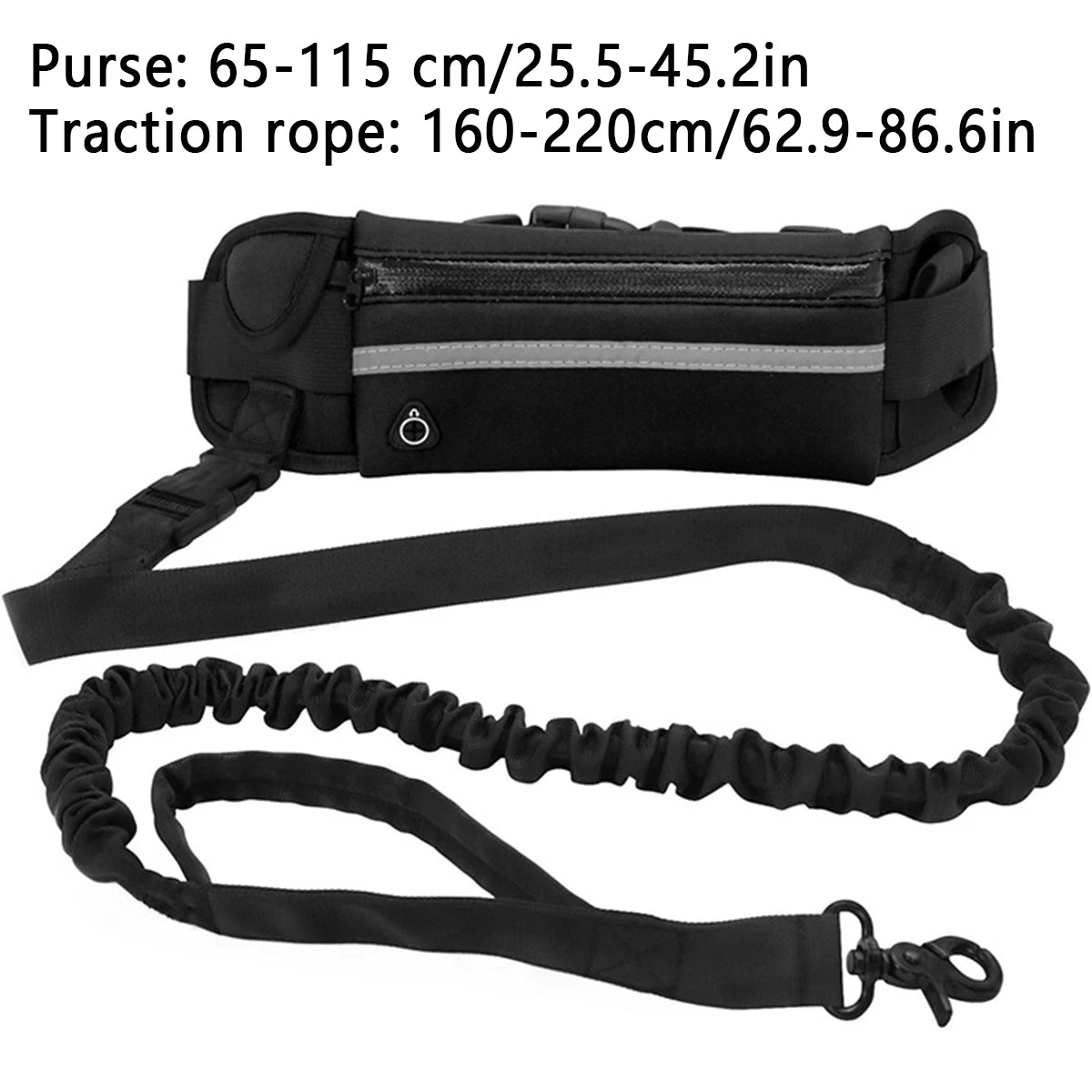 Hands-free reflective dog leash with adjustable waist belt