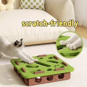 Battery-free felt maze puzzle toy with bell ball for cats