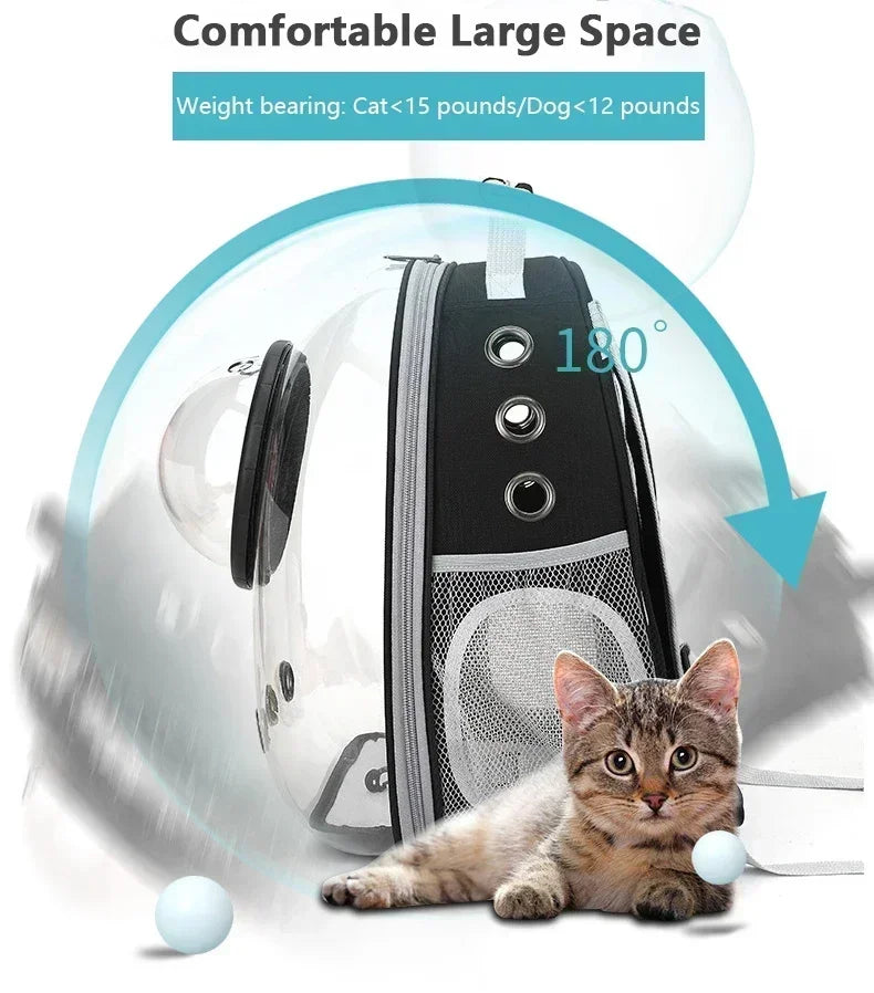 Transparent bubble backpack pet carrier for cats and small dogs