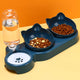 Three-bowl plastic feeding station for cats