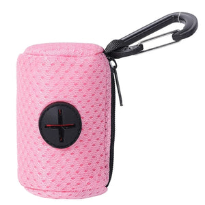 Mesh dog poop bag holder and dispenser for lead or belt