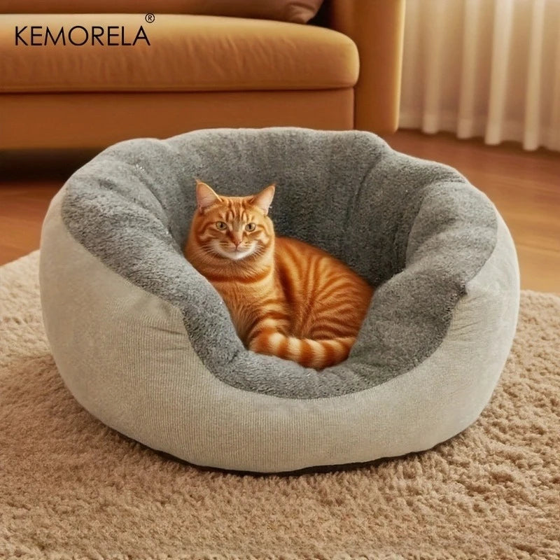 Plush orthopedic pet bed with backrest for cats and small dogs