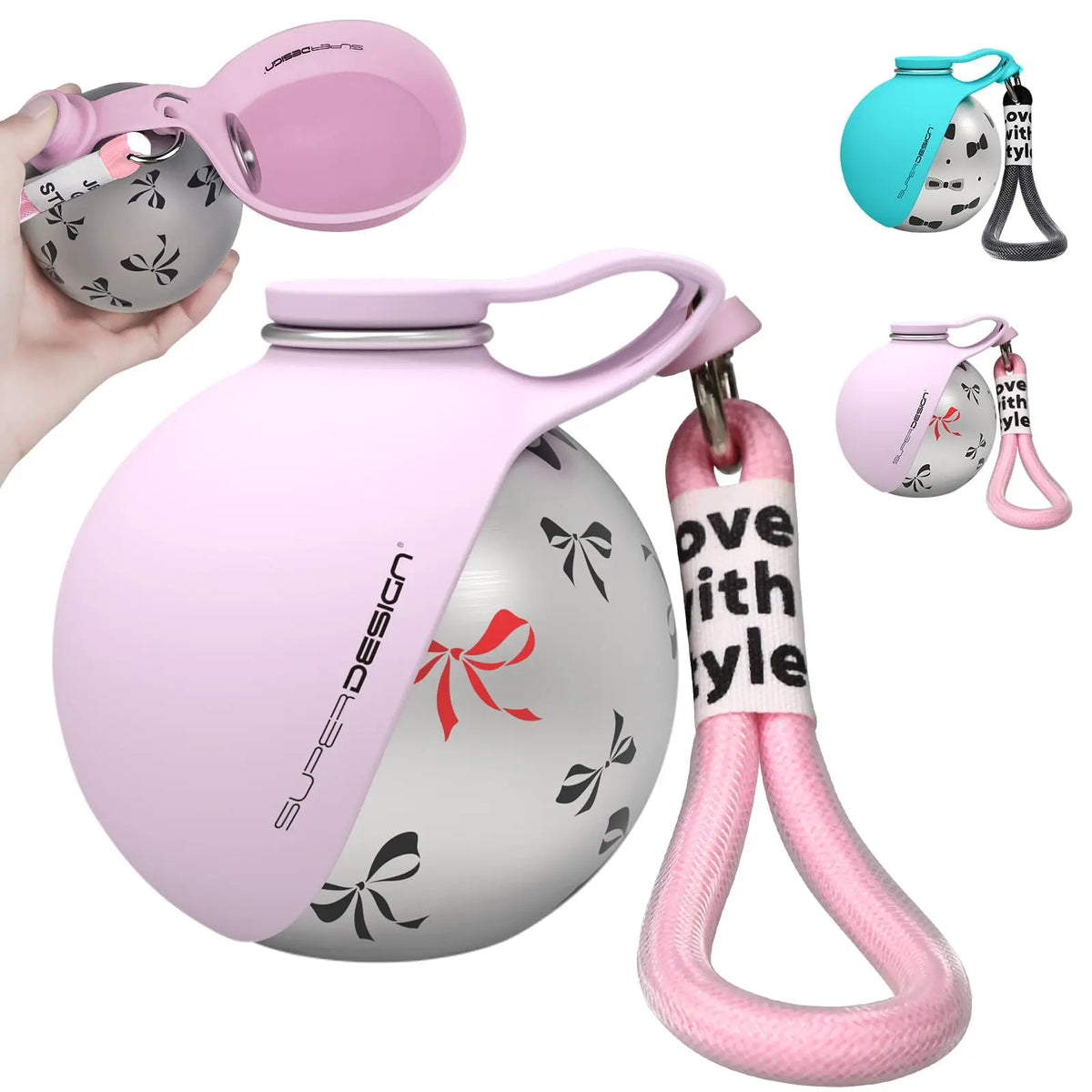 Leak-proof stainless steel water bottle with bowl attachment for dogs