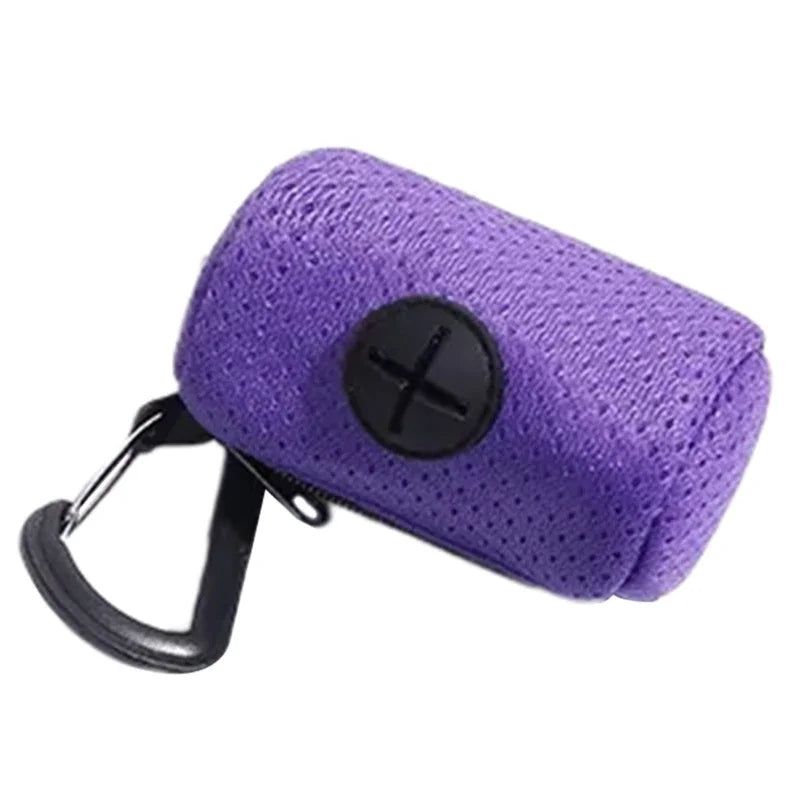 Mesh dog poop bag holder and dispenser for lead or belt