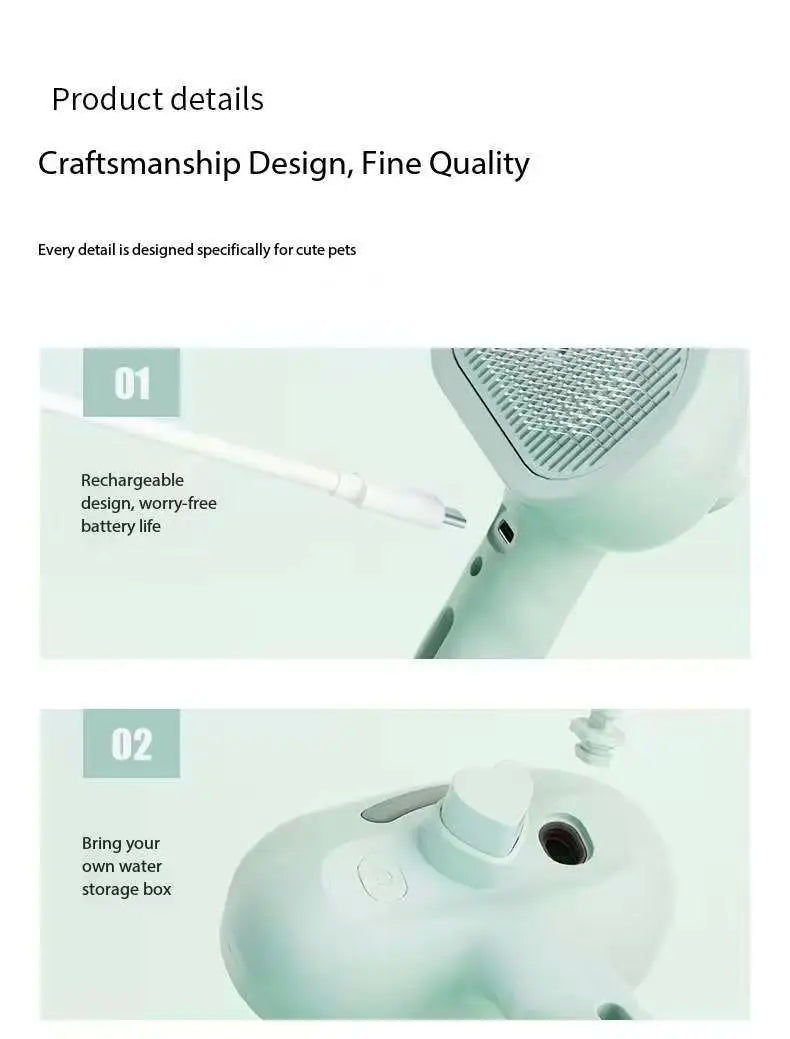 Spray mist grooming comb for cat fur cleaning and massage