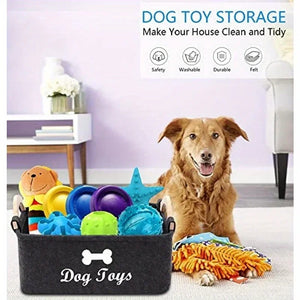 Felt storage basket for pet toys and accessories