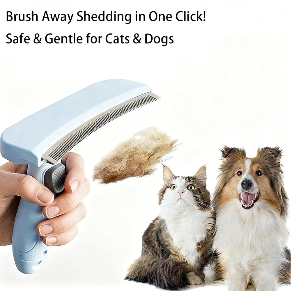 Curved deshedding grooming comb for dogs and cats