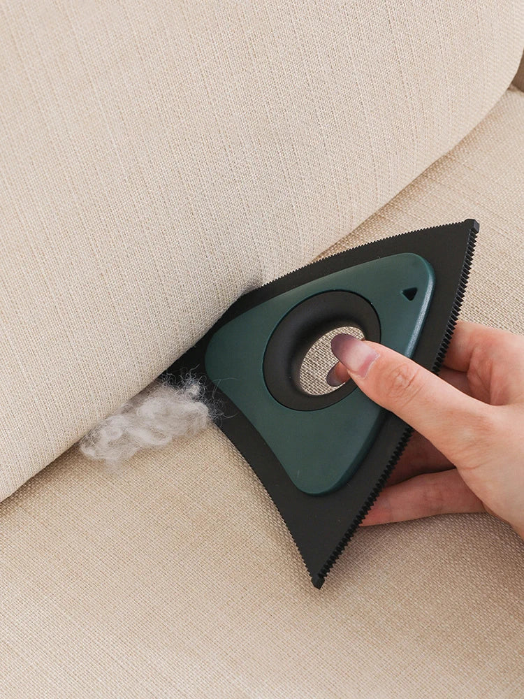Reusable triangular pet hair remover brush for furniture and carpets