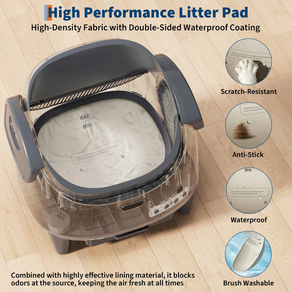 Self-cleaning open-top litter box with app control for cats